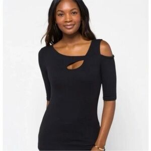 Chic Black Cut-Out Shoulder Blouse